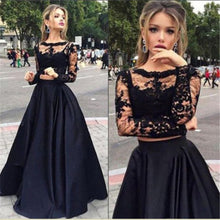 Load image into Gallery viewer, 2019 Black Chiffon Long Maxi Dresses Women Elegant Lace Hollow Out Dress Long Sleeve Party Long Dress Vestidos