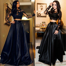 Load image into Gallery viewer, 2019 Black Chiffon Long Maxi Dresses Women Elegant Lace Hollow Out Dress Long Sleeve Party Long Dress Vestidos