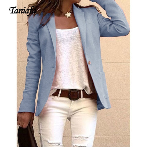 Taniafa 2019 Fashion Lapel Collar Pure Color Women OL Style Coat Short Coat Femme Open Front Cardigan Coat