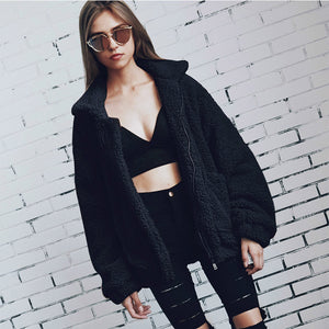 Autumn winter jacket female coat 2019 fashion korean style plus size women teddy fur coat female casual jacket woman pusheen