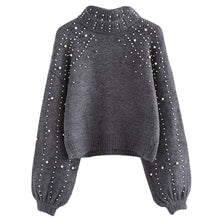 Load image into Gallery viewer, WENYUJH 2019 New Fashion Pullovers and Sweaters Pearl Printed Lantern Sleeve Knitwear Warm Soft Knitting Tops Streetwear S-2XL