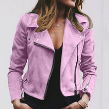 Load image into Gallery viewer, Jackets women 2019 Fashion Suede black Leather Coats Zip Up Biker Flight Motorcycle Biker Tops Streetwear Coat Outwear mujer