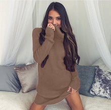 Load image into Gallery viewer, fashion winter autumn  Womens Casual Long Sleeve Jumper Turtleneck Sweaters Dress