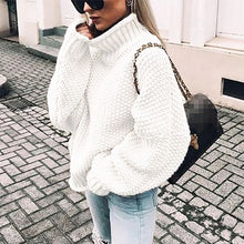 Load image into Gallery viewer, Autumn winter women turtleneck sweater loose casual pullover women jumper tops new oversized knitted sweaters female 2019 CDR902