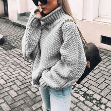 Load image into Gallery viewer, Autumn winter women turtleneck sweater loose casual pullover women jumper tops new oversized knitted sweaters female 2019 CDR902