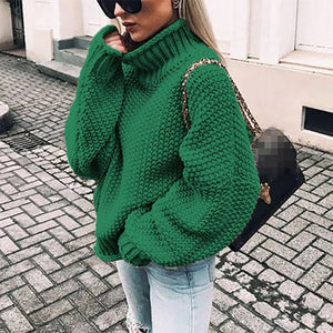 Autumn winter women turtleneck sweater loose casual pullover women jumper tops new oversized knitted sweaters female 2019 CDR902