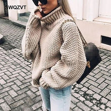 Load image into Gallery viewer, Autumn winter women turtleneck sweater loose casual pullover women jumper tops new oversized knitted sweaters female 2019 CDR902