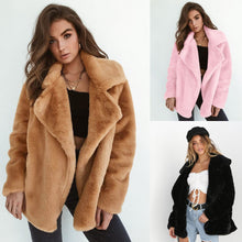 Load image into Gallery viewer, Winter Soft Plush Slim Women Jackets Turn Down Collar Warm Loose Casual Streetwear Clothing Female Pink Black Light Brown Coats