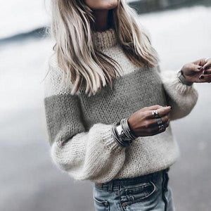 Long Sleeve Mohair Striped Sweater Women Pullovers 2019 Winter Autumn Casual Knitted Color Block Fuzzy Fluffy Sweater