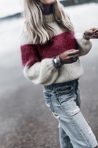 Long Sleeve Mohair Striped Sweater Women Pullovers 2019 Winter Autumn Casual Knitted Color Block Fuzzy Fluffy Sweater