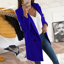 Load image into Gallery viewer, Fanbety 5XL Women Blend Coat Autumn Winter Turn-Down Collar Long Wool Female Jacket Coat Plus Size Female Coat Casual Windbreake