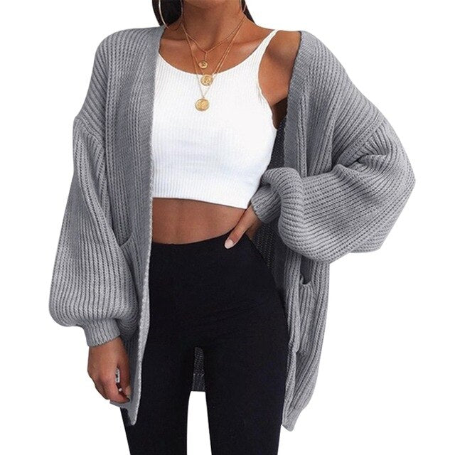 WENYUJH Autumn Winter Batwing Sleeve Knitwear Cardigan Women Large Size Knitted Sweater Cardigan Female Graceful Jumper Coat