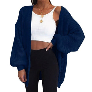 WENYUJH Autumn Winter Batwing Sleeve Knitwear Cardigan Women Large Size Knitted Sweater Cardigan Female Graceful Jumper Coat