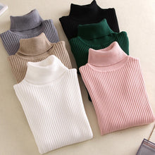 Load image into Gallery viewer, 2019 New High Quality Fall Turtleneck Sweaters Women Solid Color Long Sleeve Sweaters Winter Knitted Casual Pullovers Top