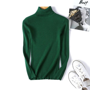 2019 New High Quality Fall Turtleneck Sweaters Women Solid Color Long Sleeve Sweaters Winter Knitted Casual Pullovers Top