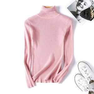 2019 New High Quality Fall Turtleneck Sweaters Women Solid Color Long Sleeve Sweaters Winter Knitted Casual Pullovers Top