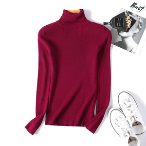 2019 New High Quality Fall Turtleneck Sweaters Women Solid Color Long Sleeve Sweaters Winter Knitted Casual Pullovers Top