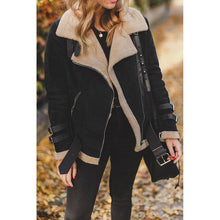 Load image into Gallery viewer, Women Suede Leather Jacket Winter Warm Thick Faux Fur Women Motorcycle Coat Zipper Plus Size Lapel Locomotive Jacket Overcoat