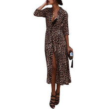 Load image into Gallery viewer, Women Summer Leopard Print Dress Fashion V-Neck Long Dress Sexy Nightclub Split Maxi Dress Womens Dresses New Arrivals