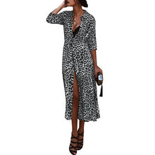 Load image into Gallery viewer, Women Summer Leopard Print Dress Fashion V-Neck Long Dress Sexy Nightclub Split Maxi Dress Womens Dresses New Arrivals